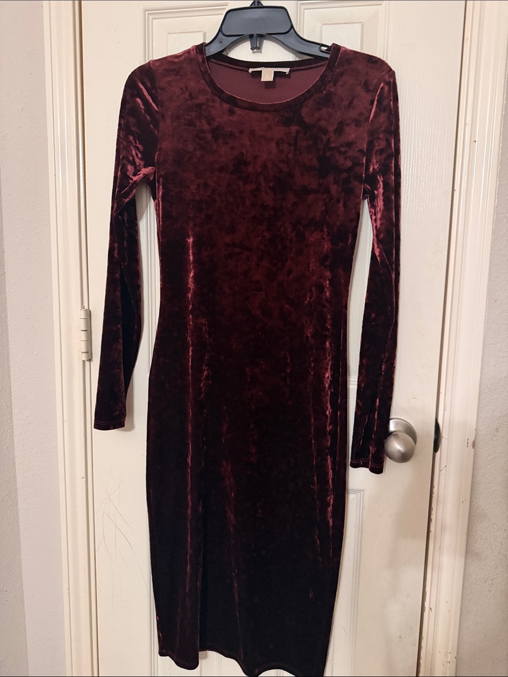 MICHAEL Michael Kors Long Sleeve Velvet Midi Dress - Wine